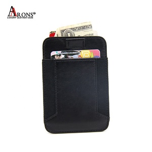 RFID de cuero para hombre de cuero genuino negro caso de tarjeta de regalos de cabra piel de <span class=keywords><strong>oveja</strong></span> slim tarjeta titular cartera - Product Image 2