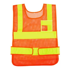 PVC Security vest guide chaleco reflectivo naranja con cinta reflectante para policía