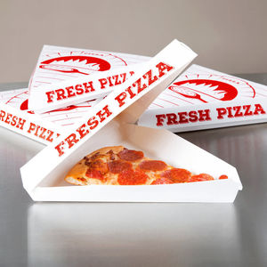 Choice White Clay Coated Clamshell Pizza Slice Box