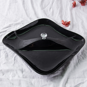 Simple moderno platos de comida Plaza compartimento placas de cerámica <span class=keywords><strong>con</strong></span> diamante - Product Image 2
