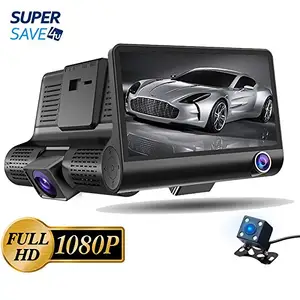 דאש רכב DVR המצלמה 1080P וידאו מקליט 170 תואר אוטומטי רשם 4 אינץ שלוש מצלמה דאש מצלמת אחורית שתי מצלמות כפולה עדשה