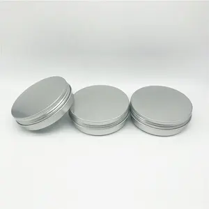 Round Tin Container 100ml Metal Tin Steel Flat Silver Metal Tins Jars Empty Slip Slide Round Tin Containers With Tight Sealed Twist Screwtop Cover