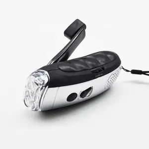 3 LED Radio Flashlight充電式AM FM Dynamo Hand Crankトーチ