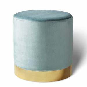 Pouf Ottoman en Tissu Velours pour Salon, Base Métallique Dorée, Repose-Pieds Rond, Vente Chaude - Product Image 2