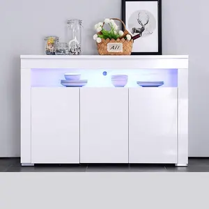 SG-LL113 Bianco Lucido Credenza Cabinet Armadio Buffet Unità di Memorizzazione con la Luce del LED