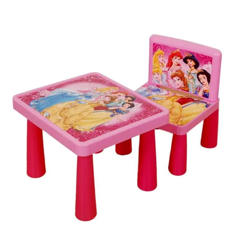 new design different printing plastic children detachable table and low stool baby plastic table and low chair set for study
