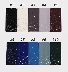 Neue funkelnde Hochzeit Kristall Muslime lange Damen Schal Wraps aus massivem Polyester Chiffon Schimmer Strass Perle Hijab Schal - Product Image 5