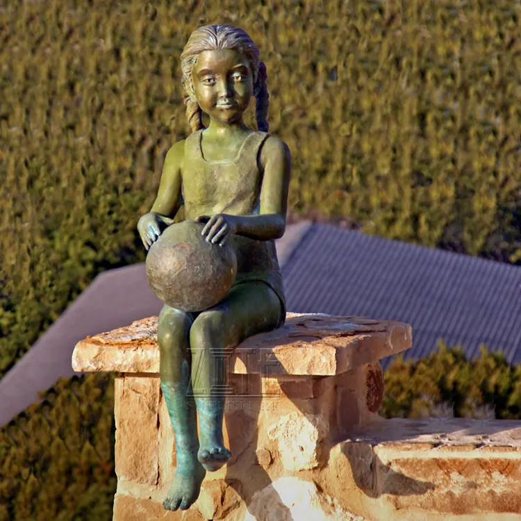 Grandes estáticas de cobre de bronze para meninas, jardim ao ar livre