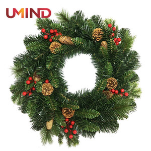 Single home supermarket Pvc Red berries wreath Christmas decorative - Product Image 6
