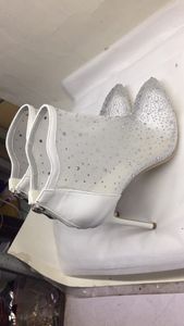 Scarpe da sposa bianche da <span class=keywords><strong>donna</strong></span> con tacco alto con cerniera a rete ventilata estiva con sandali con diamante di cristallo - Product Image 6