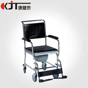 热销老年人和残疾人厕椅，带轮子镀铬框架便当轮椅钢便当轮椅