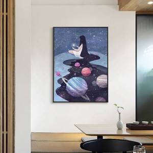 Personnalisé Noir poil long belle jeune fille assise sur la planète diamant peinture <span class=keywords><strong>d</strong></span>'art - Product Image 2