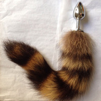 Real Tail Cheap Stainless Steel North fox Tail Racoon Dog Anal Plug Butt Plug