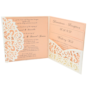 Invitaciones quinceanera RSVP invitación Tarjeta de corte láser tarjetas de boda invitación bolsillo - Product Image 1