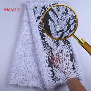 Vải Ren Đính Cườm Châu Phi 1576 Vải Ren Đính Kim Sa Màu Hồng - Product Image 5