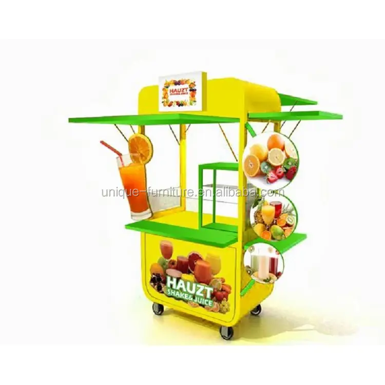 Exquisite fresh fruit juice bar counter, juice cart design for shopping mall