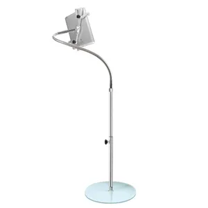 Soporte de brazo largo para tableta, base de vidrio de 360 grados, soporte de suelo, cuello de cisne Flexible, soporte de montaje