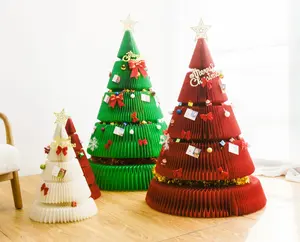 Papel de panal plegable de alta calidad, decoración navideña de árbol de Navidad X'mas