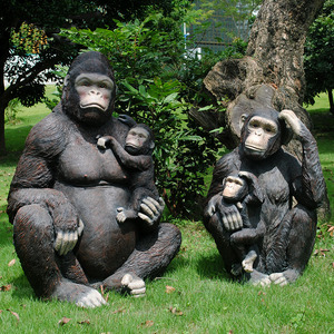Classique En Plein <span class=keywords><strong>Air</strong></span> Animaux Sculpture En Fiber <span class=keywords><strong>De</strong></span> Verre <span class=keywords><strong>De</strong></span> Résine <span class=keywords><strong>De</strong></span> Gorille <span class=keywords><strong>Famille</strong></span> Statue - Product Image 2