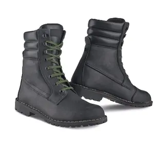PPE标准复古舒适系带皮革摩托车赛车靴防水摩托鞋