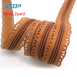 5 # design écologique à extrémité ouverte zip marron double face en nylon fermeture à glissière en dentelle - Product Image 1