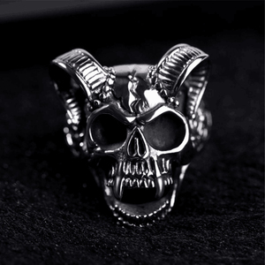 แหวนผู้ชาย Vintage บุคลิกภาพกะโหลกศีรษะแพะ Horn Punk สไตล์ชายแหวน - Product Image 2