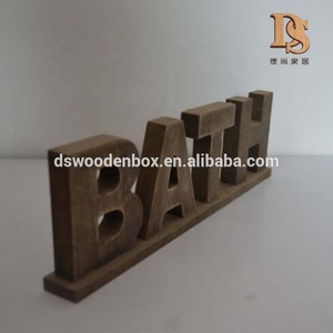 Style europé<span class=keywords><strong>en</strong></span> bricolage lettres debout <span class=keywords><strong>en</strong></span> <span class=keywords><strong>bois</strong></span> pour la maison et la salle de <span class=keywords><strong>bain</strong></span> décoration de table artisanat <span class=keywords><strong>en</strong></span> pin poli cadeau de noël religieux - Product Image 3