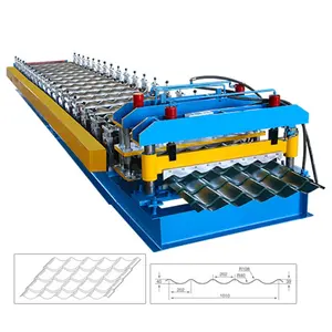 Máquina formadora de rolos de telha 1100 para telhados, máquina formadora de rolos para telhas, máquina para fabricar folhas de telhas