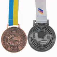 卸売高品質メタルクリスマスバレーボールランニングマラソンスポーツメダルカスタムメダルリボン付き