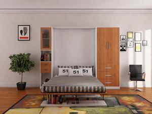 Cama plegable <span class=keywords><strong>de</strong></span> pared con diseño <span class=keywords><strong>de</strong></span> cama King doble, moderna, con estantería y Escritorio - Product Image 6