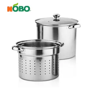 NOBO Kitchen Chef's Professional Multi-cooker 4-Piece Stainless Steel Pasta Cooker Basket with Strainer Insert