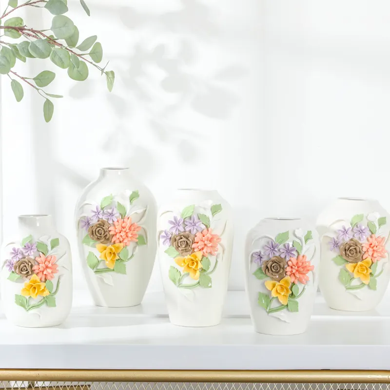 Vaso de cerâmica decorativo artesanal 3d, flor doce para decoração da casa