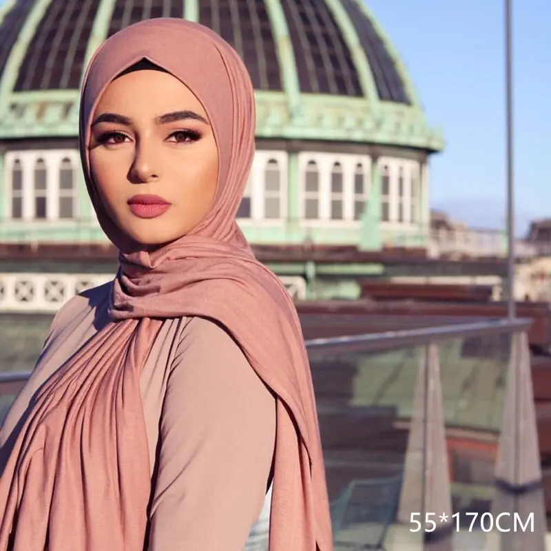 จีนโรงงานขายแฟชั่นยอดนิยมสไตล์อาหรับธรรมดา hijab modal ผ้าพันคอ jersey