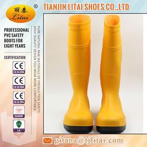 Unisex Género <span class=keywords><strong>y</strong></span> parte superior de PVC Material de punta de acero de insertar botas de seguridad - Product Image 2