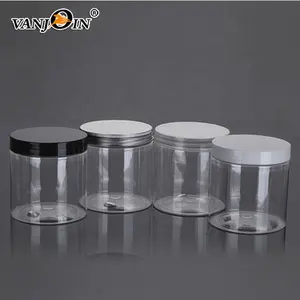 16 oz Pet transparente de plástico de boca ancha hielo tarro de crema con presión de sellado de la tapa