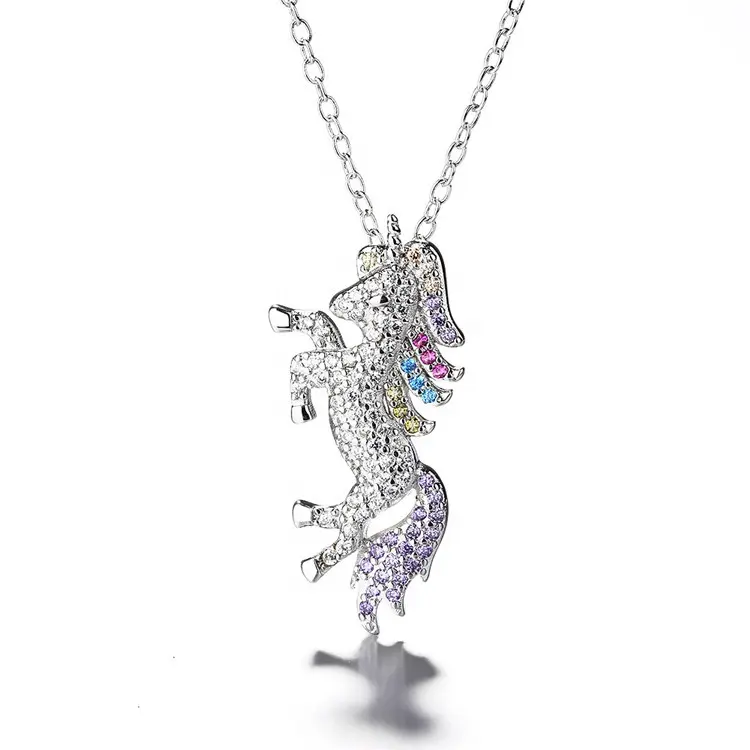 Colgante de plata de unicornio para mujer, collar, joyería, nueva tendencia, 925