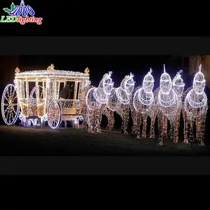 OBBO Lampu Natal LED, Set Lampu Natal Motif Kuda 3D dengan Kereta Luncur