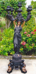Statua a grandezza naturale della lampada della signora del bronzo della colata di stile occidentale della decorazione all'aperto per la decorazione domestica