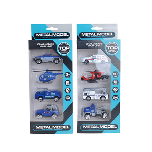 Jouets pour bébés pas chers, ensemble de mini voitures de <span class=keywords><strong>police</strong></span> en métal moulé sous pression avec des jouets hélicoptères - Product Image 1