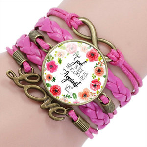 Venta al por mayor de plata verso de la Biblia Cita cristiana pulsera infinita Mujeres Hombres Fe cristiana religión pulsera - Product Image 1