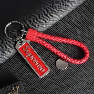 Porte-clés en cuir avec logo personnalisé, chaîne en métal, pièces