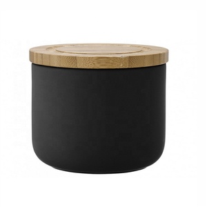 mate ornamentales regalo arte gris color arcilla vela titular de <span class=keywords><strong>la</strong></span> decoración de <span class=keywords><strong>casa</strong></span> vacía vela tarros con tapa de madera - Product Image 5