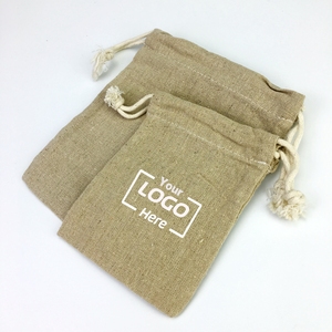 Sac à cordon de serrage en coton et lin, vente en gros - Product Image 4