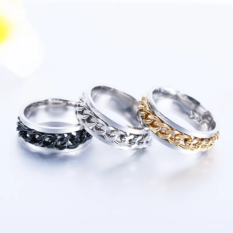 Custom gold/black/rose gold Couple Stainless Steel Wedding Rings For Womens Men Jewellery