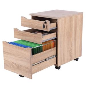 Excepto ruedas tamaño de la letra/A4 roble 3 cajón de madera gabinete de archivos móvil - Product Image 2