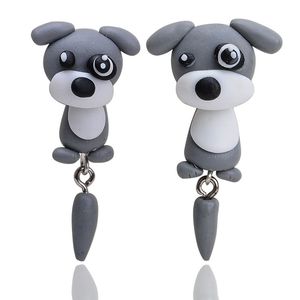 Bijoux fantaisie, chat, chien, renard, mignon, boucles d'oreilles en argile polymère <span class=keywords><strong>3D</strong></span>, boucles d'oreilles à clous de dessin animé - Product Image 1