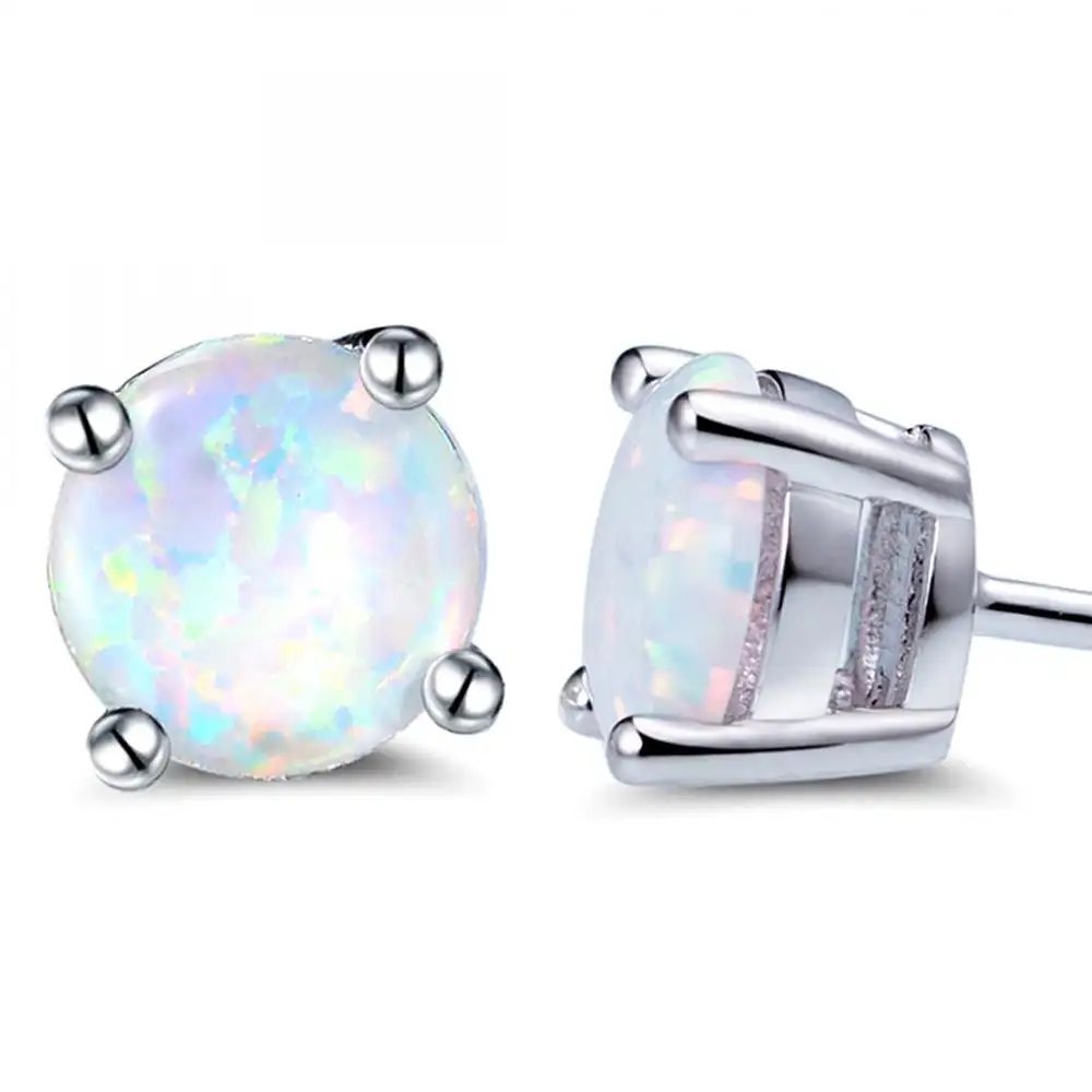 China Manufacturer opal stud earrings for women Brass platinum color Fashion Accessories nickel free 6mm 532049