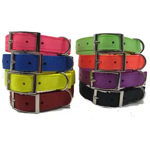 Wholesale PVC Pet Collars Leashes Soft Nylon Supplies with Metal Buckle for Small and Large Dogs Light Feature for Cats