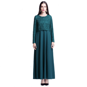 Modesto abito lungo musulmano con volant islamico turco plissettato <span class=keywords><strong>abaya</strong></span> per le donne vestito di pizzo caftano - Product Image 4