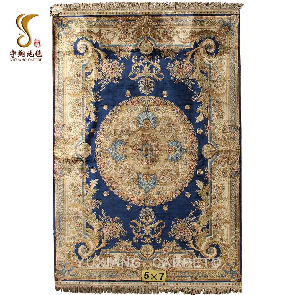 Yuxiang çin fabrika 5x7 ft saray tasarımı ipek oturma odası el düğümlü farsça kilim ve halı